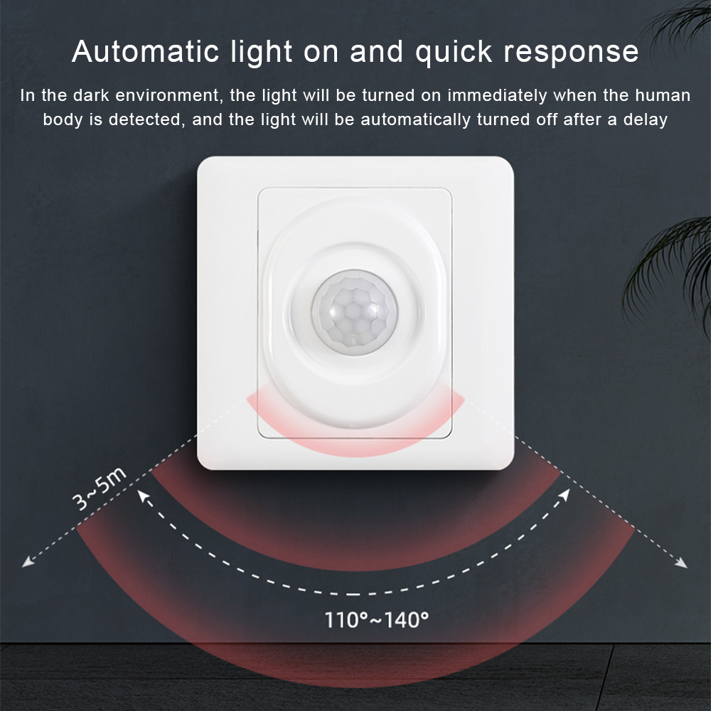 220V LED PIR Automatic Sensor Light Switch Infrared Motion Sensor LED Night Light Home Indoor Outdoor Sensor Light Switch — reference image 8