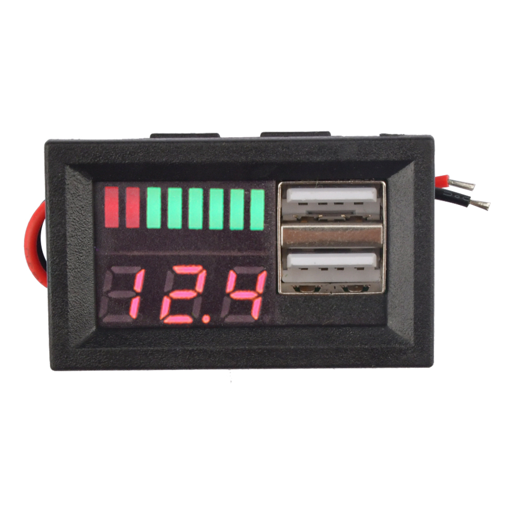 Dual USB 5V 2A Car Voltmeter Voltage Meter Panel 12V-24V 3S-7S Lithium Battery Capacity Indicator Power Tester Li-ion Lead acid — reference image 7
