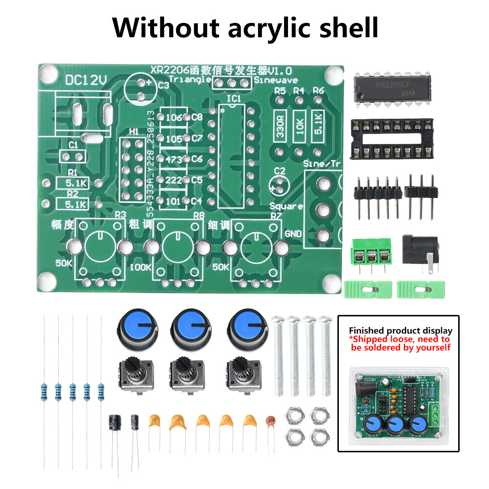 DC 9-12V High Precision Signal Generator DIY Kit Sine Triangle Square Waves 1Hz 1MHz Frequency Range Adjustable Frequency — reference image 8
