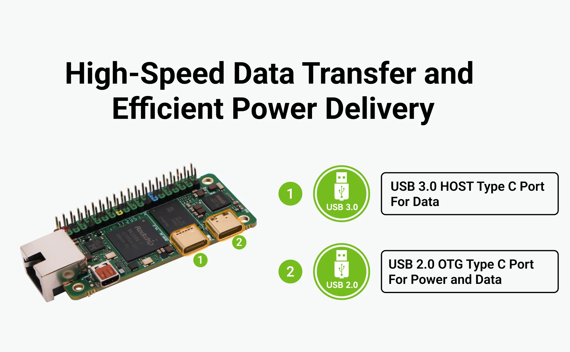 Radxa ZERO 3E RK3566 4-core CPU SBC, GPU, NPU, HDMI with 1080P Output, and Gigabit Ethernet, Single Board with Pin Header — reference image 3