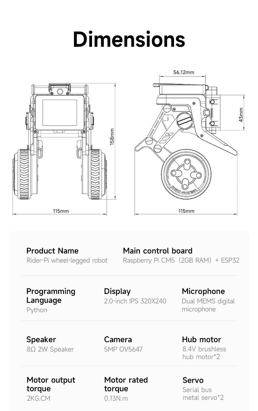 Rider-Pi AI Robot Car Electronic Kit with IPS Display Based on Raspberry Pi CM5 Module Support ChatGPT Voice Interaction — reference image 2