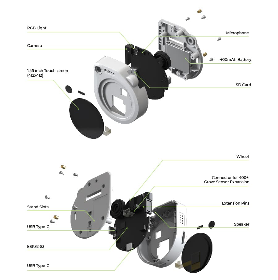 SenseCAP Watcher XiaoZhi AI Device Voice Assistant Smart Home,LLM, Camera,Face Recognition Visual Wake-Up,Multilingual,ESP32S3 — reference image 5