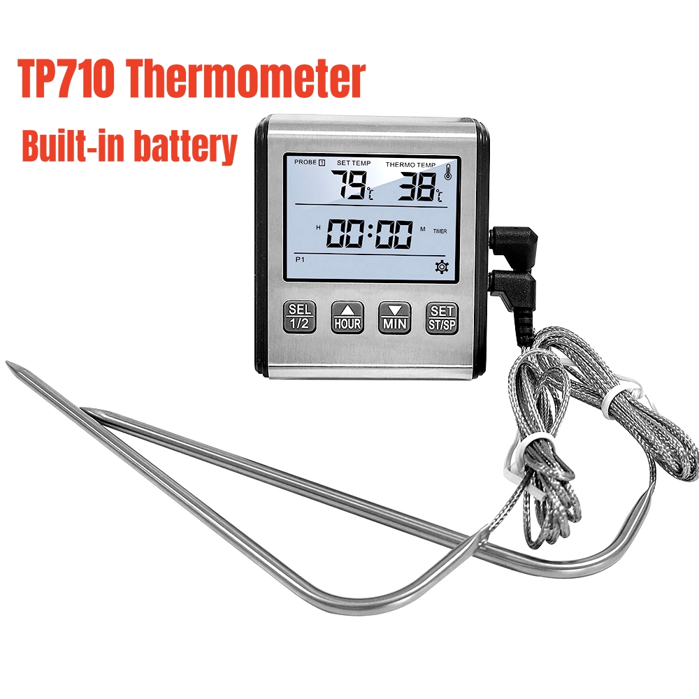 Digital Thermometer with Stainless Steel Probe Alarm Kitchen Meat Timer Temperature Meter Measurement for Oven BBQ Grill Cooking — reference image 16
