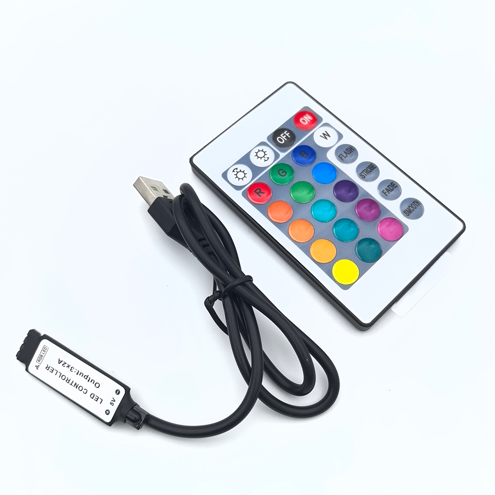 USB 5V mini 24key 4Pin RGB LED Strip Light RF Controller Control Cable Remote Dimmer for 5050 3528 2835 led Strip — reference image 6