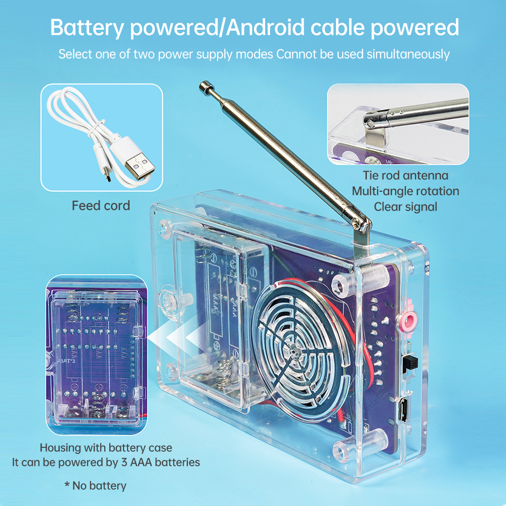 DIY FM Radio Electronic Kit Adjustable Frequency 87-108MHz Digital Display Soldering Project Practice Solder RDA5807S — reference image 5