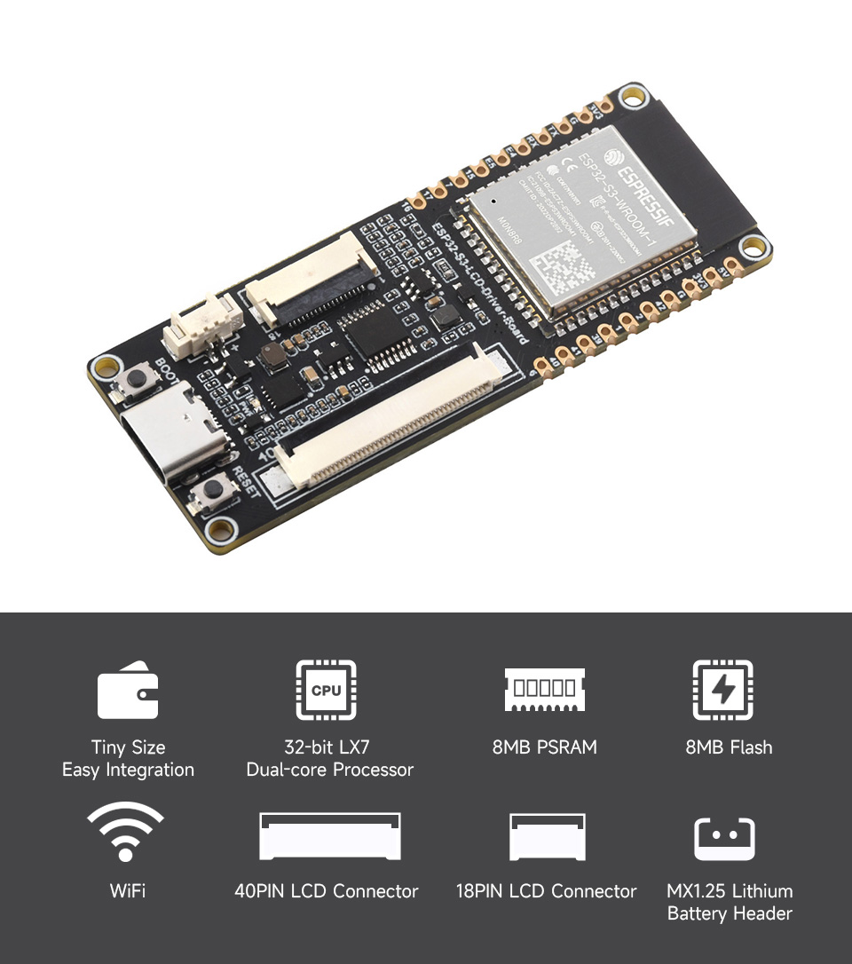 ESP32-S3 RGB LCD Driver Board 2.1inch 2.8inch 4.0inch RGB Round Touch Display Module WiFi & Bluetooth HMI LVGL GUI Development — reference image 1