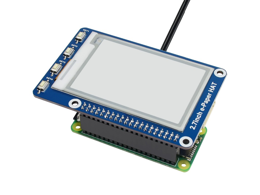 2.7″ E-paper 264×176 2.7 inch E-Ink display HAT for Raspberry Pi 2B/3B/Zero/Zero W, Black,White,SPI Interface — reference image 4