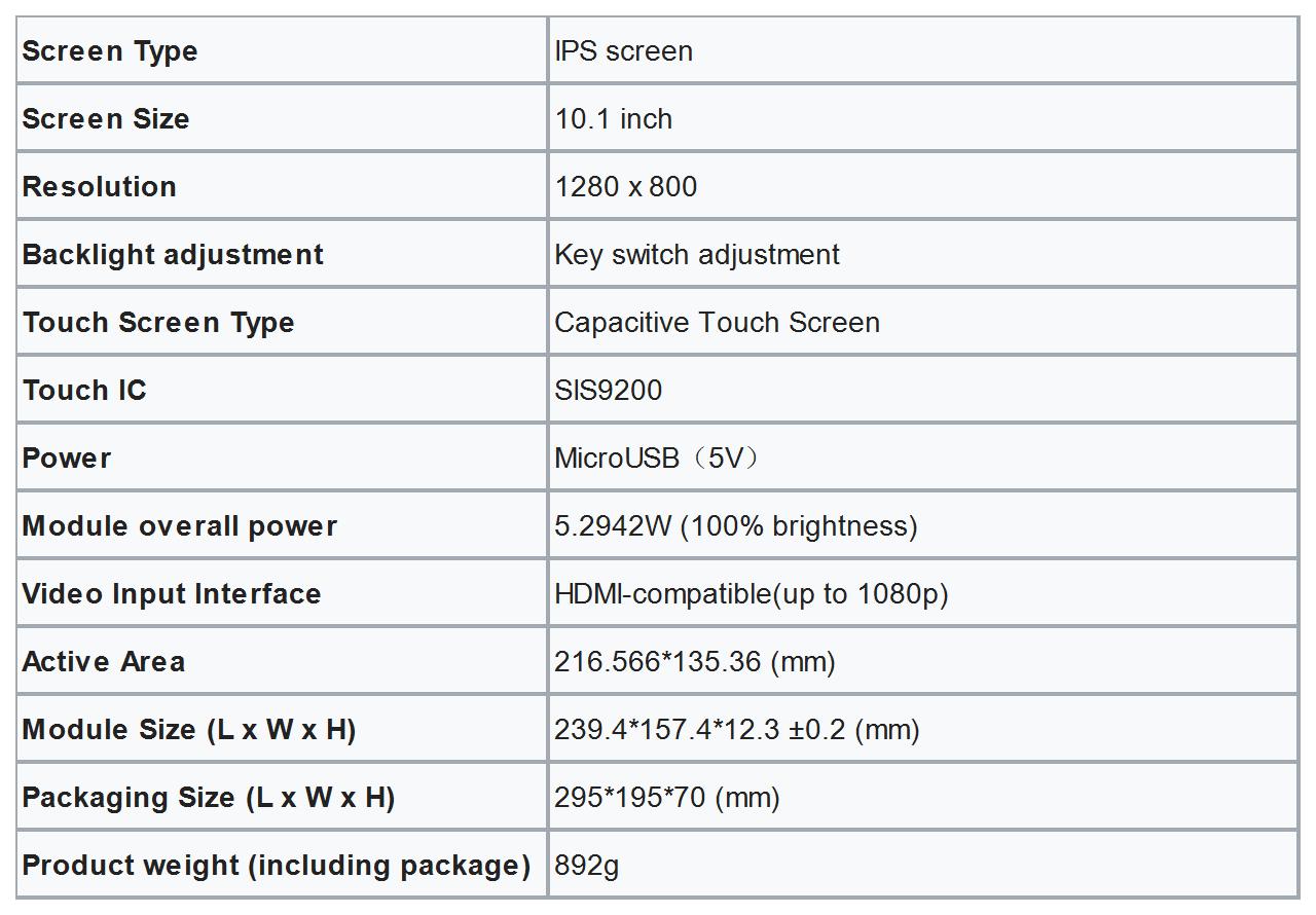 10.1 Inch 1280×800 Touch Screen IPS LCD for Computer Monitor for Switch Xbox 360 HDMI-compatible Display for Raspberry Pi — reference image 1
