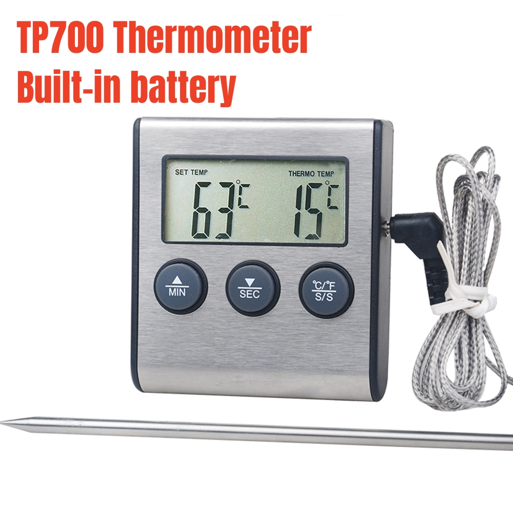 Digital Thermometer with Stainless Steel Probe Alarm Kitchen Meat Timer Temperature Meter Measurement for Oven BBQ Grill Cooking — reference image 17