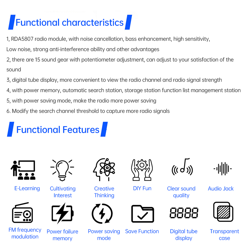 DIY FM Radio Electronic Kit Adjustable Frequency 87-108MHz Digital Display Soldering Project Practice Solder RDA5807S — reference image 12