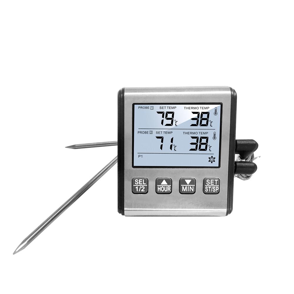 Digital Thermometer with Stainless Steel Probe Alarm Kitchen Meat Timer Temperature Meter Measurement for Oven BBQ Grill Cooking — reference image 6