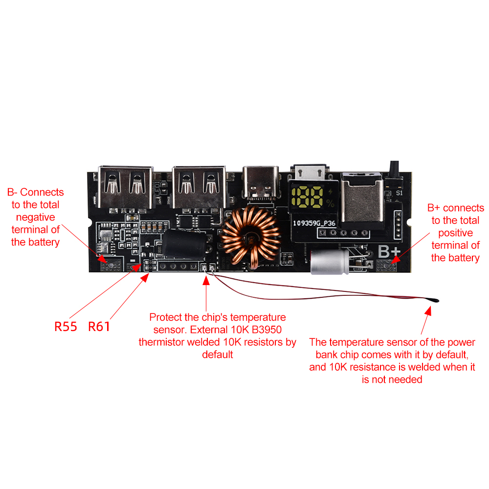 PD 65W 100W Power Bank 6-port 21700 two-way fast charging mobile power module for High capacity 18650 battery assemble — reference image 12