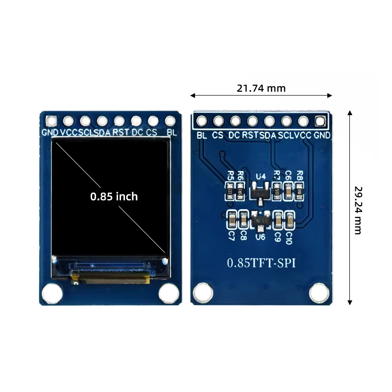 0.85 Inch 128×128 SPI TFT LCD Display Module – GC9107 Driver IC, Square Screen for Smart Wearables IoT Devices — reference image 3