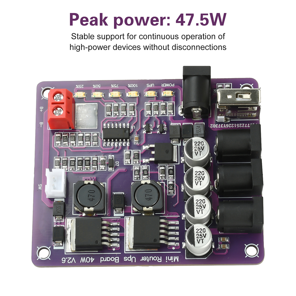 40W UPS Power Module with 4-Channel Output for Router Uninterruptible Power Supply Safe Continuous Operation Battery Indicator — reference image 2