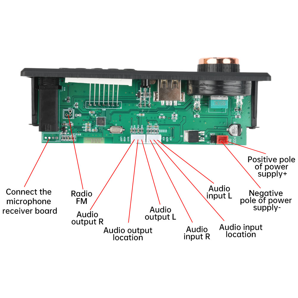 DC12V MP3 Bluetooth Decoder Board BT5.3 Amplifier Car Audio DIY Music Player FM Radio Module RGB TF AUX USB Mic Record WAV APE — reference image 10