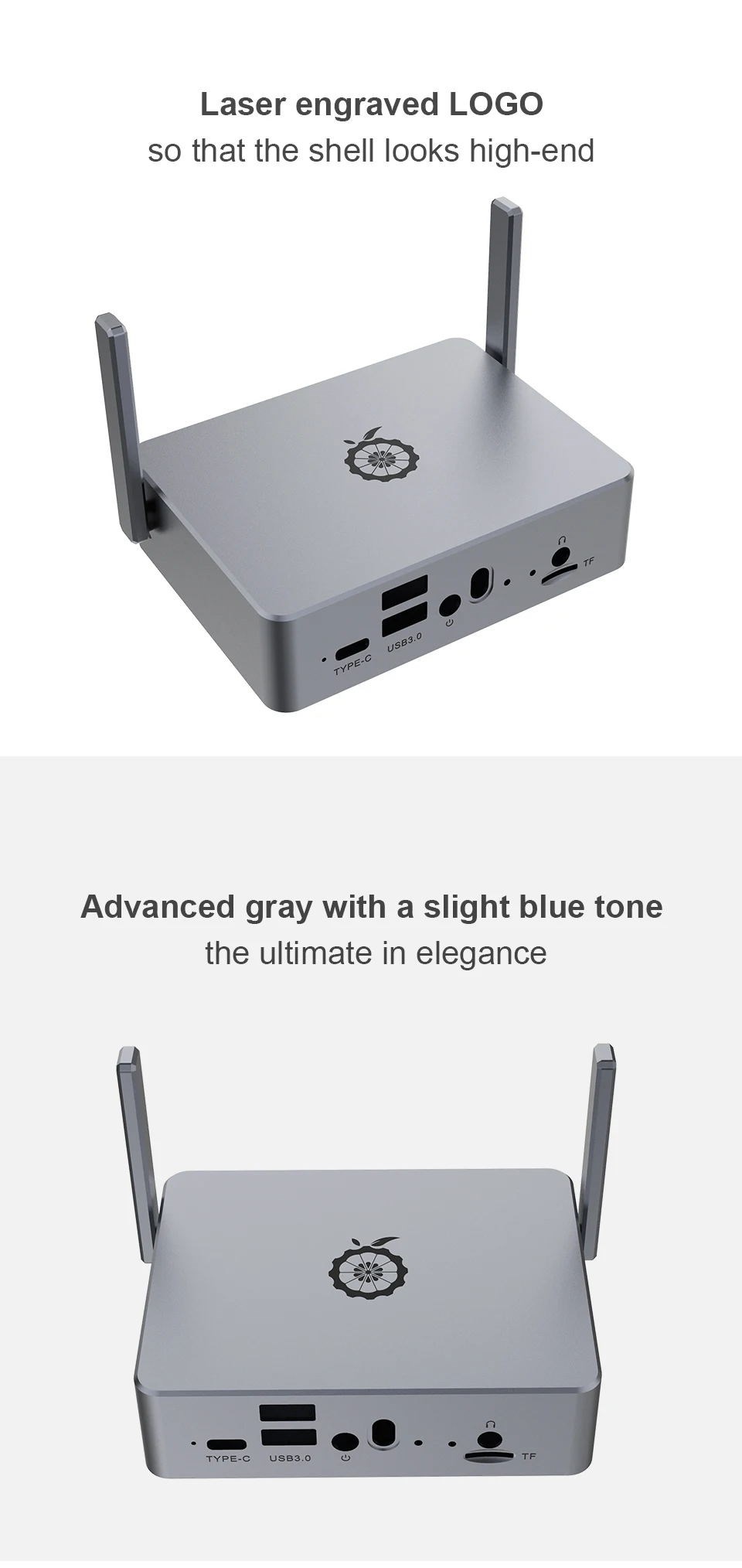 Carcasa de aluminio para Orange Pi 5 Plus, carcasa metálica, refrigeración pasiva, antenas opcionales para OPI 5 Plus. — imagen de referencia 3