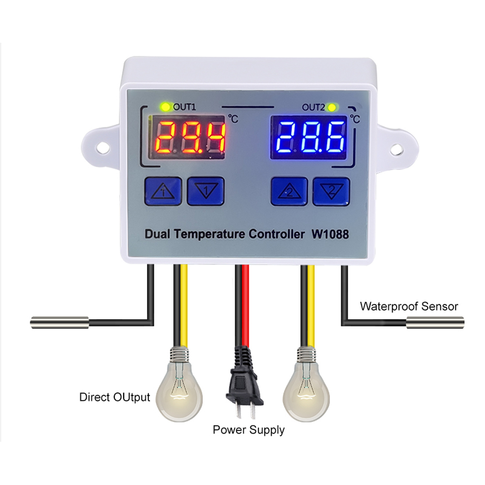 W1088 Dual LED Digital Temperature Sensor Meter Controller Electric Heating Thermostat 220V Aquarium Incubator Thermoregulator — reference image 6
