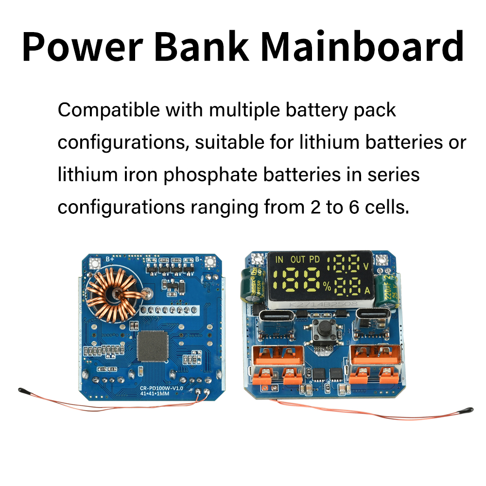 4S 100W Adaptive Bidirectional Fast Charging Module Power Bank Mainboard with Battery Level Display Thermal Control Protectio — reference image 7