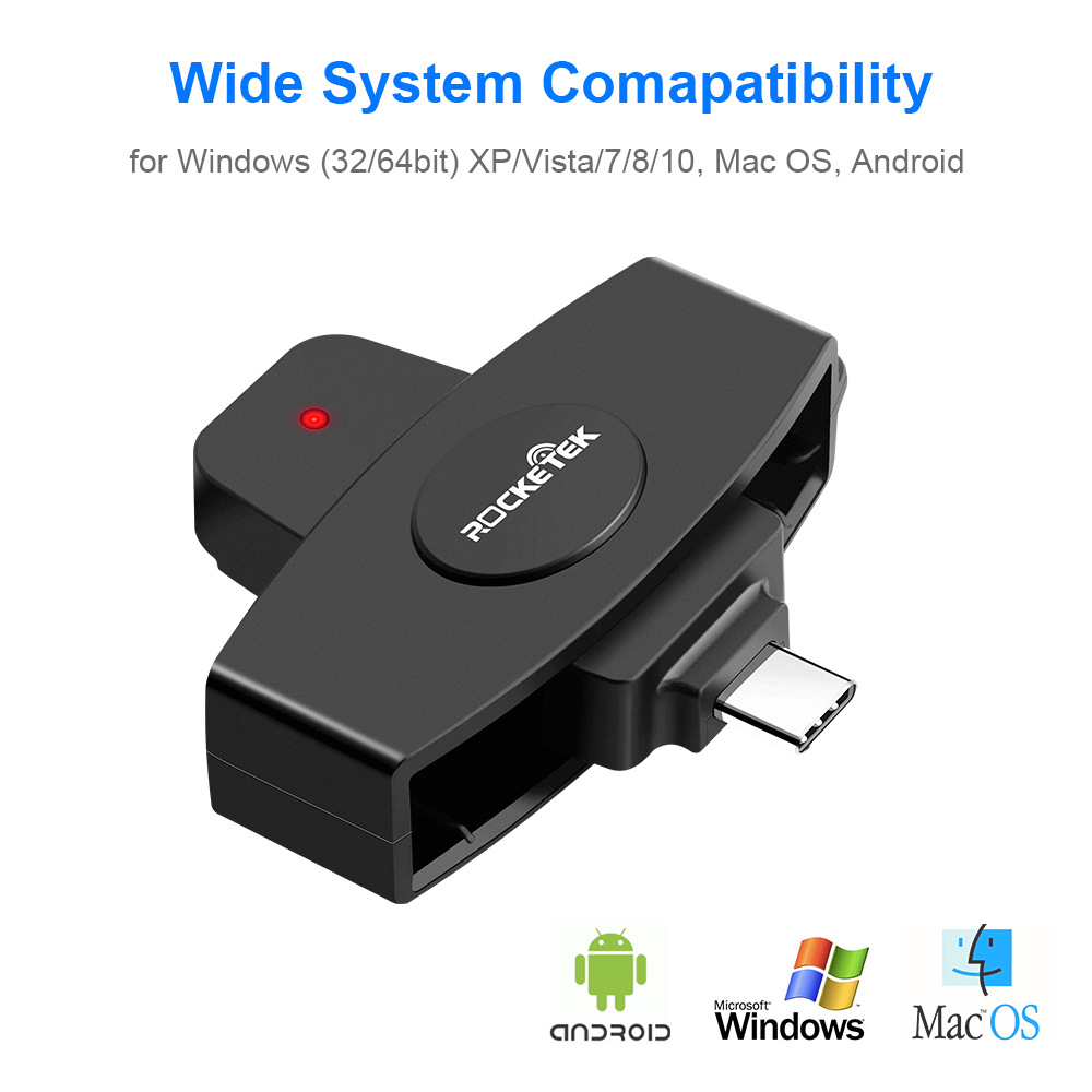 Rocketek CSCR3 Smart CAC Card Reader Type-c Bank Tax Declaration SIM Card/IC Card ID Card Reader — reference image 4