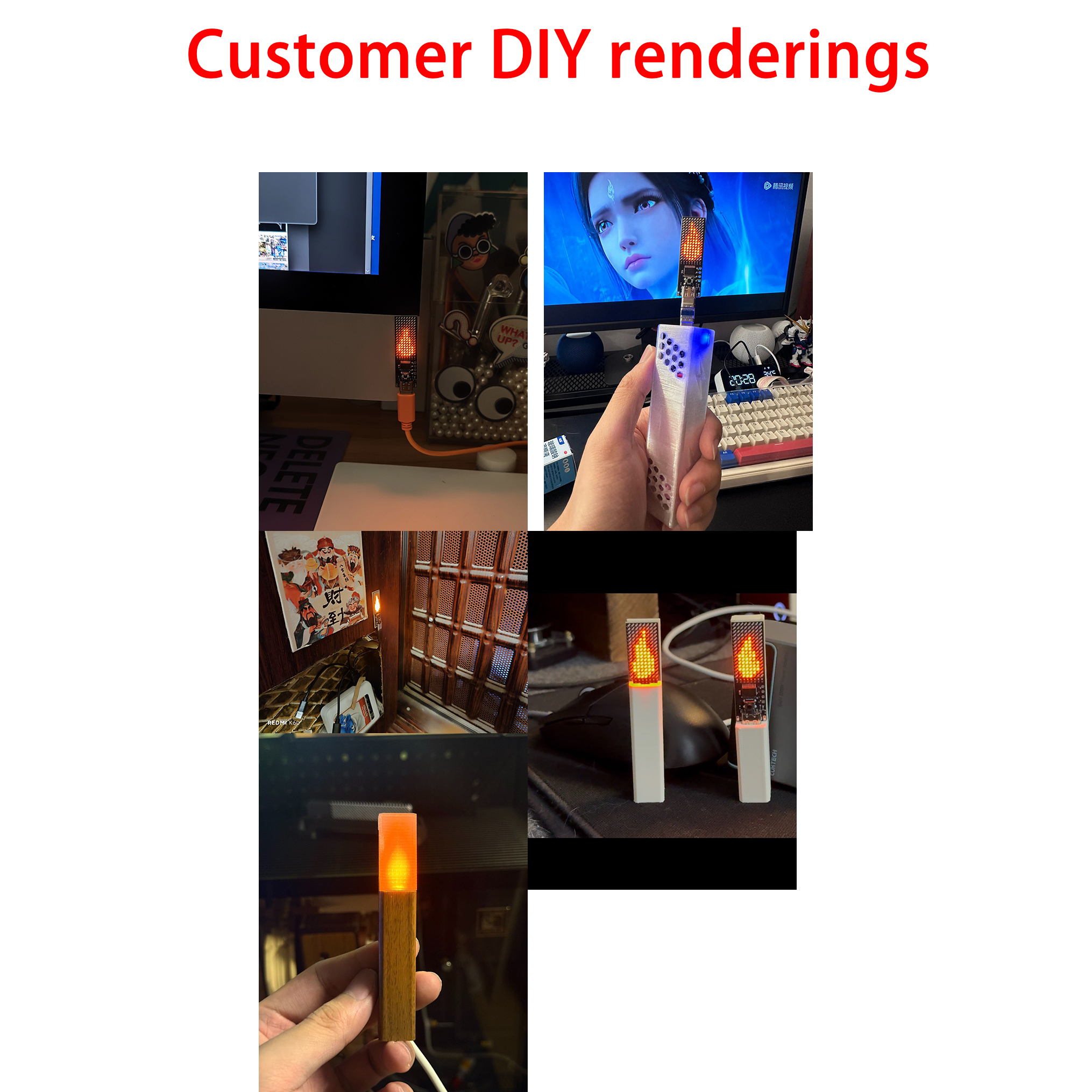 Electronic Flame Cyber Candle 8×16 LED Matrix Display light | TYPEC USB Powered | Animated Visual Effects Mood lighting — reference image 7