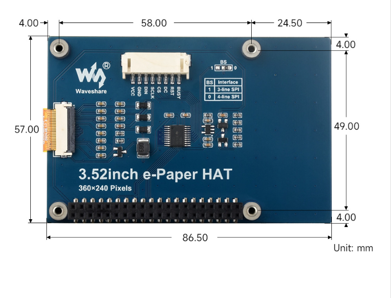 3.52 inch e-paper Display e-link red black and white support raspberry pi/STM32 paper screen 360×240 SPI Interface — reference image 14