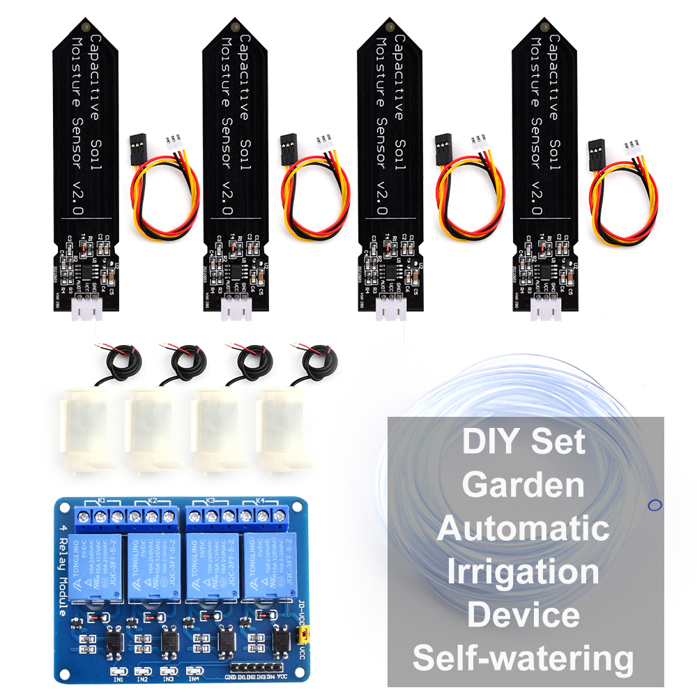 DIY Automatic Irrigation System Self Watering DIY Kit Garden Greenhouse Flower Water Pump Soil Moisture Sensor Relay Module — reference image 1
