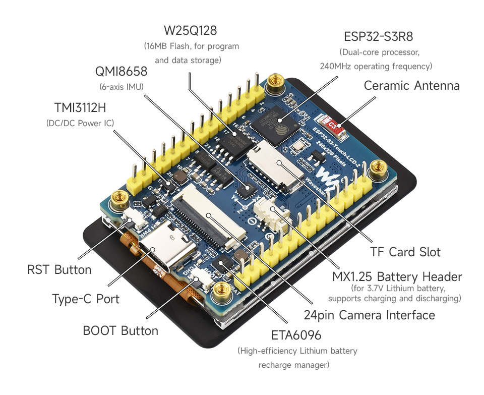 ESP32-S3 2inch Capacitive Touch Display Development Board IPS 240×320 With OV5640 Camera 32-bit LX7 Dual-core WiFi Bluetooth — reference image 11