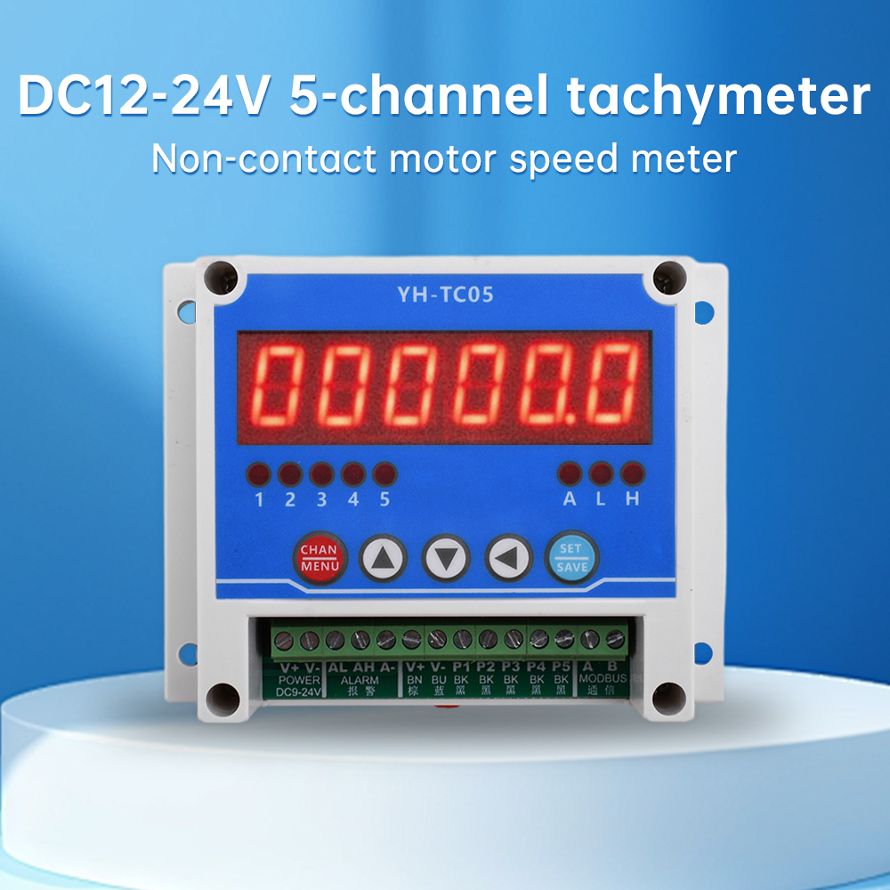 YH-TC05 DC12-24V Tachometer Counter Electronic Digital Display Tachometer Gauge Sensor Non-Contact Motor Speed Meter with Modbus — reference image 1