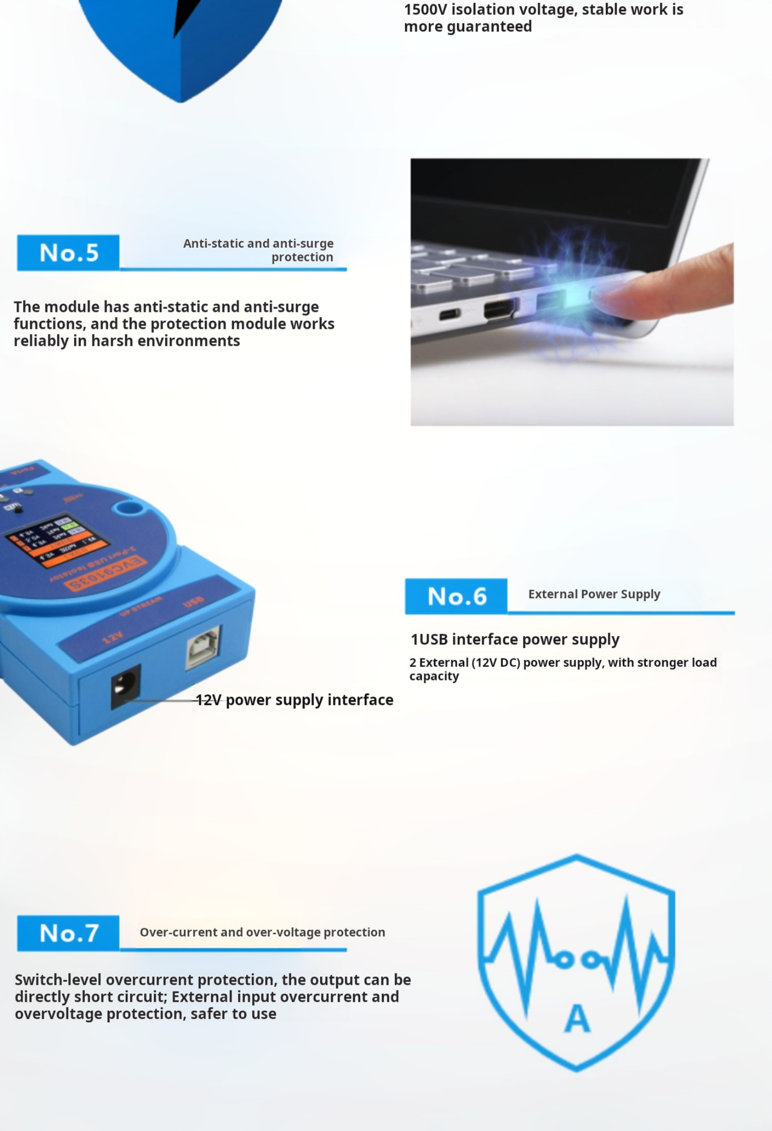 Ginkgo EVC9103 USB 2.0 High-Speed Isolator Hub – 480Mbps One-to-Three Port Expander with Signal Enhancemen — reference image 23
