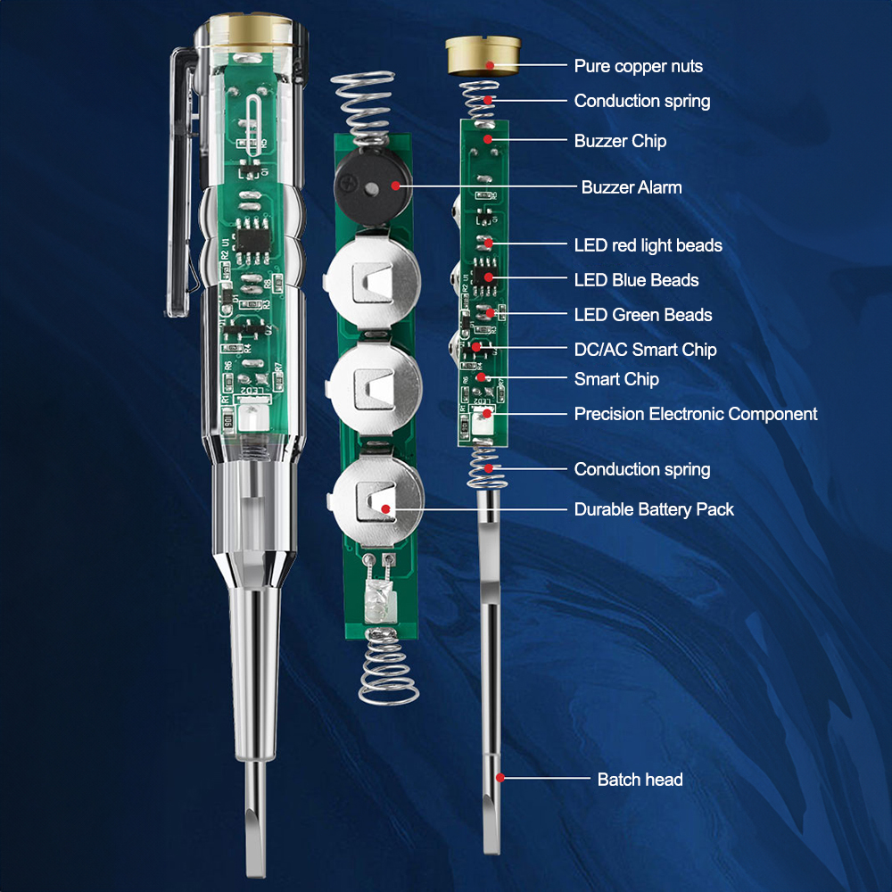 AC24-250V DC12-24V Intelligent Voltage Tester Pen Electric Screwdriver Test Pencil Induction Power Detector Circuit Indicator — reference image 8