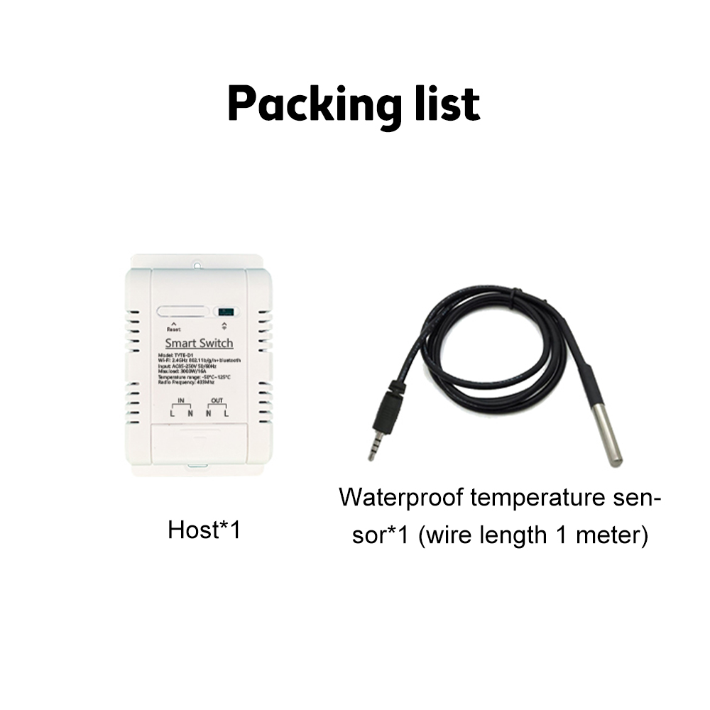 Tuya TH-16 Smart Wifi Switch 16A/3000W Monitoring Temperature Sensor RF433 remote Control Compatible with Alexa Google Home — reference image 9