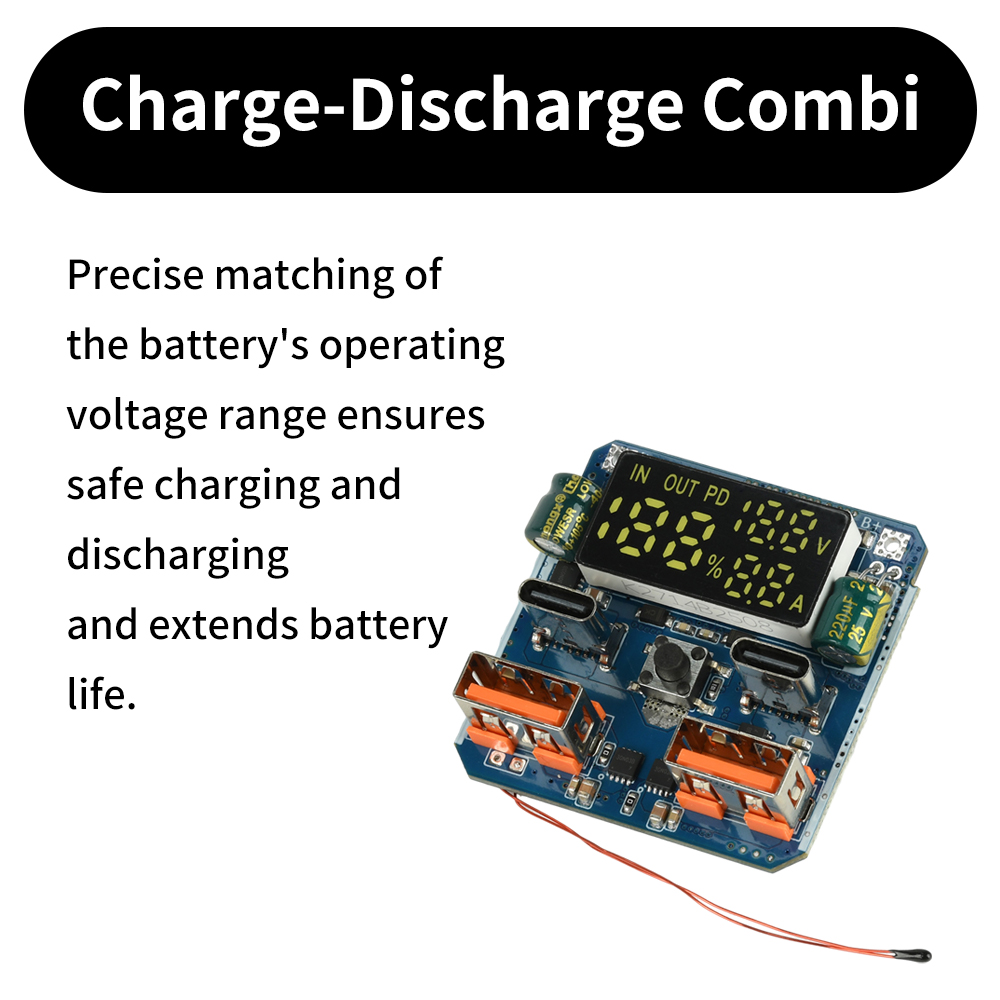 4S 100W Adaptive Bidirectional Fast Charging Module Power Bank Mainboard with Battery Level Display Thermal Control Protectio — reference image 9