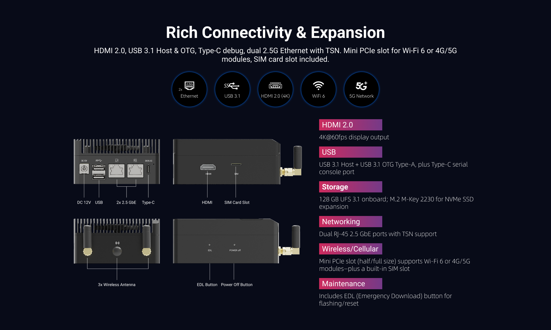 Radxa Fogwise AIRbox Q900, Edge AI, IQ-9075, 200 TOPS@INT8 (Sparse) ,Octa-core CPU high-performance GPU,36GB RAM 128UFS — reference image 10