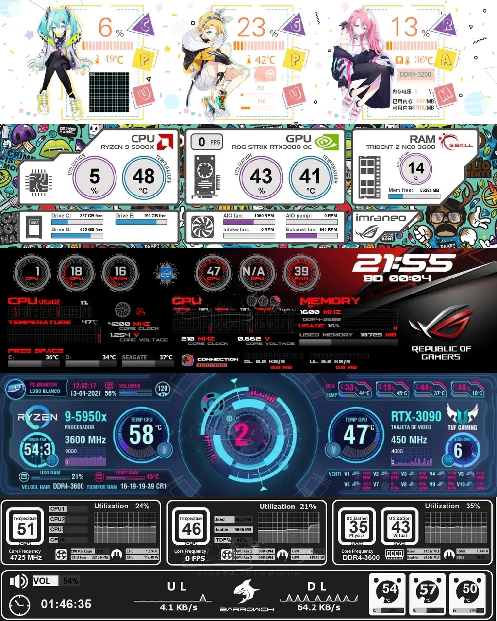 8.8 Inch Long Strip LCD Screen 1920*480 HD-MI Driver Board Secondary Monitor AIDA64 Sub Display CPU GPU SSD Information — reference image 3