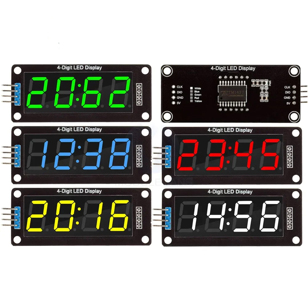 HT16K33 LED Display Module for Arduino 4 Digit 7 Segment 0.56 inch Time Clock Indicator Tube Module Red Blue Green Yellow White — reference image 1