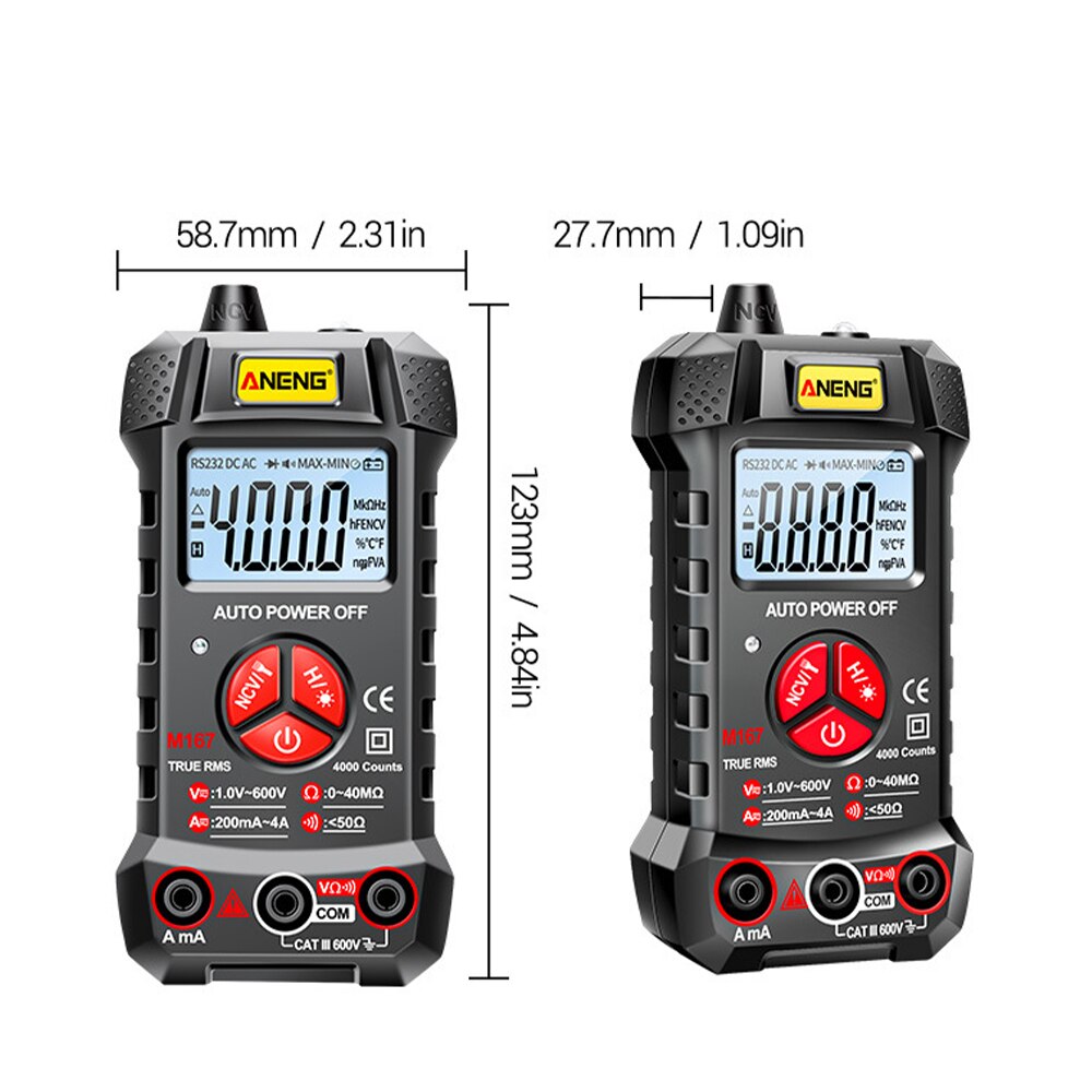 ANENG M167 Digital Mini Multimeter Profesional 4000 Counts AC/DC Electrical Instruments Tester Auto Range Meter Multimetro Tool — reference image 5