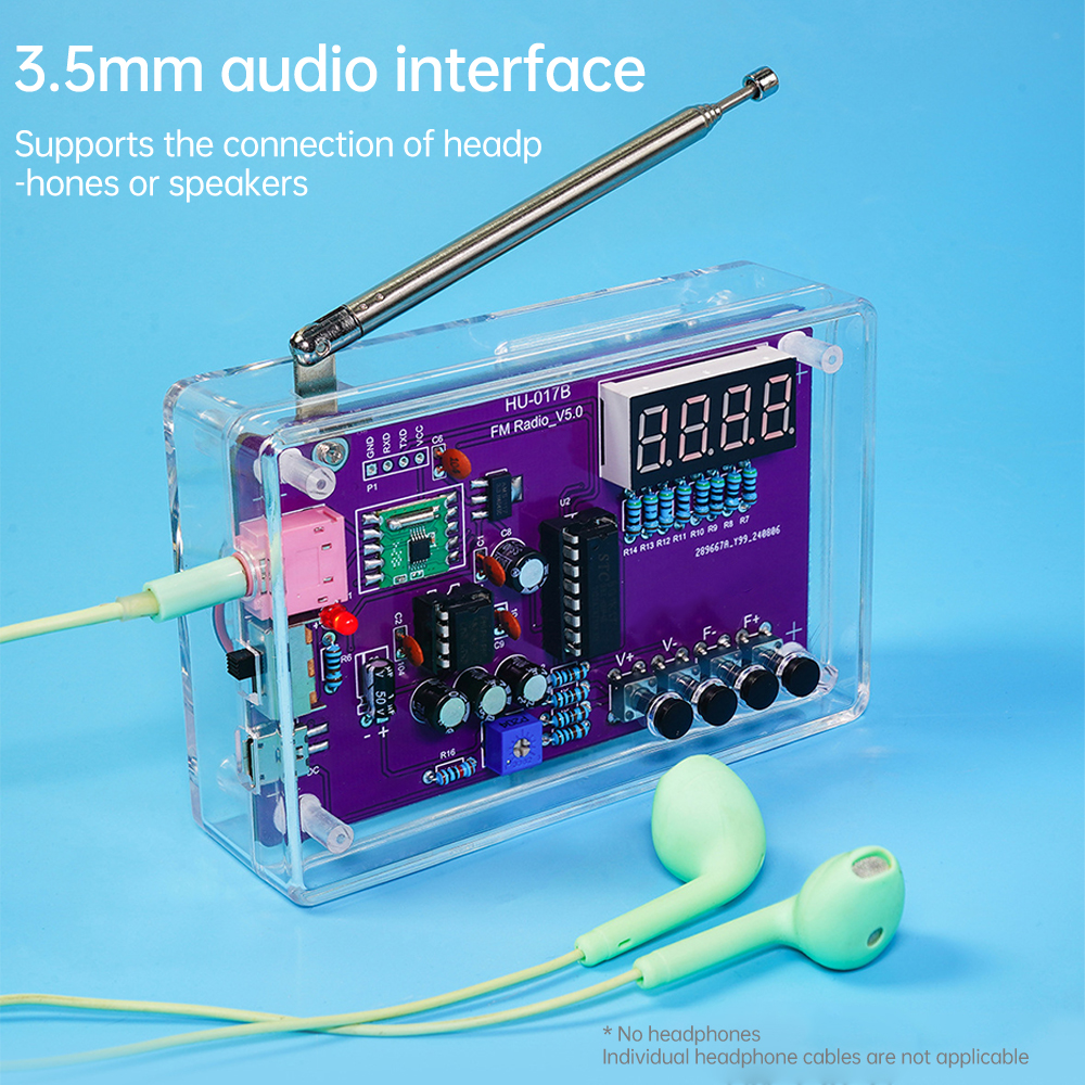 DIY FM Radio Electronic Kit Adjustable Frequency 87-108MHz Digital Display Soldering Project Practice Solder RDA5807S — reference image 3