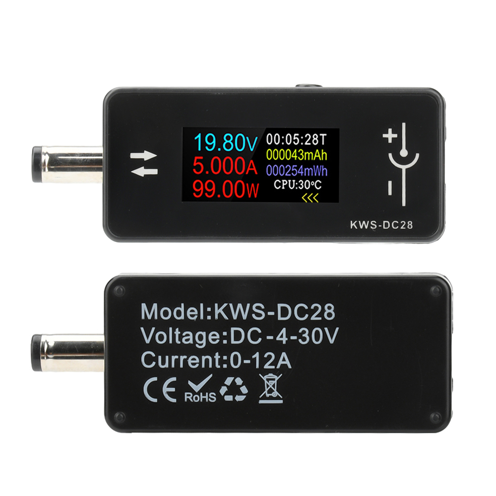 0.96 inch TFT HD Digital Display DC 5.5*2.5 Interface Tester Voltage Ammeter Power Meter DC 4~30V 0~12A — reference image 1