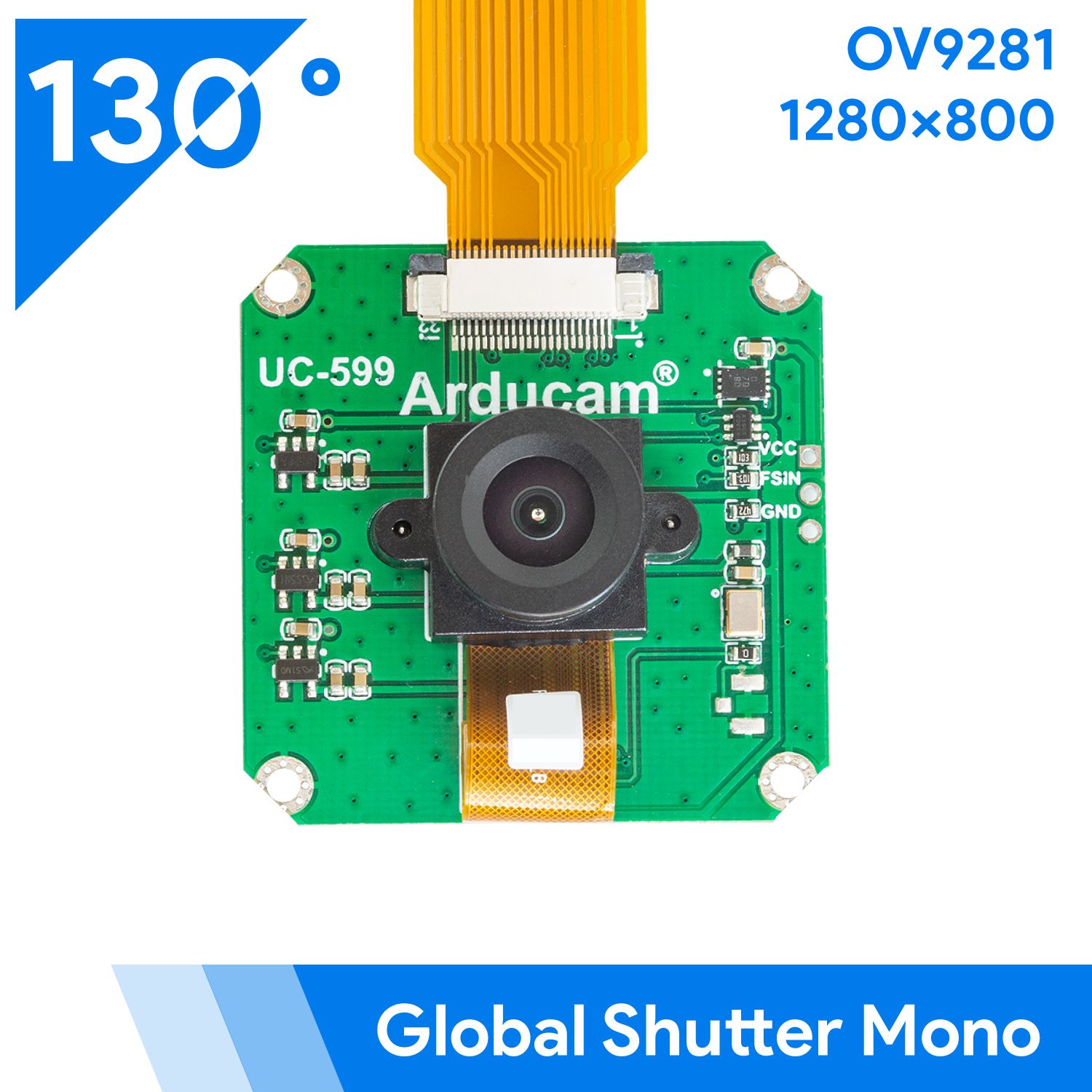 Arducam OV9281 1MP Global Shutter NoIR Mono Camera Module with 130deg M12 Mount for Raspberry Pi — reference image 1