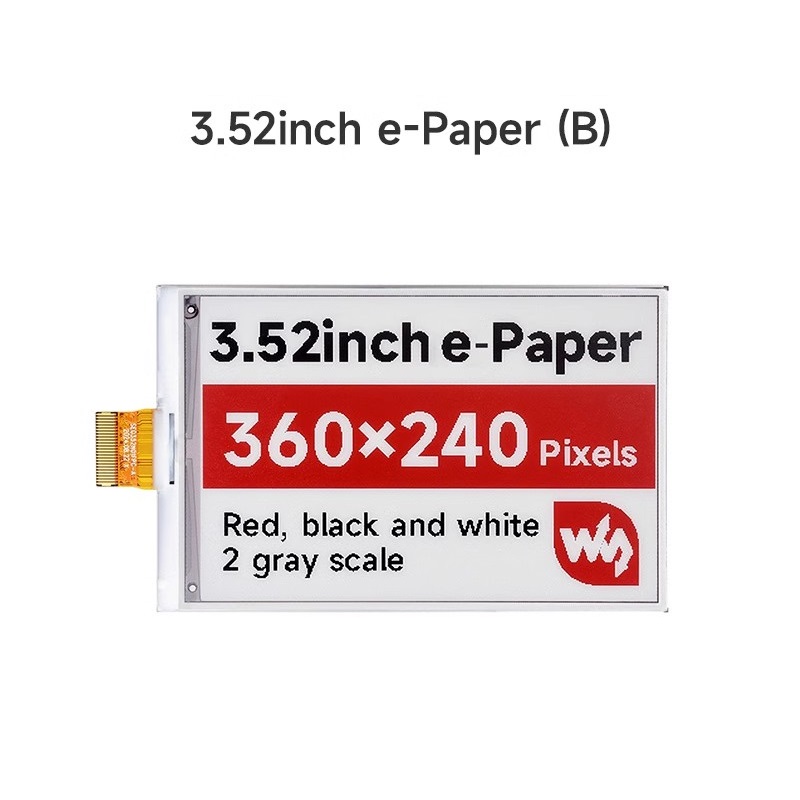 3.52 inch e-paper Display e-link red black and white support raspberry pi/STM32 paper screen 360×240 SPI Interface — reference image 1