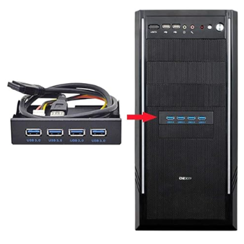 USB 3.0 HUB 4 Ports HUB Front Panel to Motherboard 20Pin 19Pin Header Connector Cable Compatible for 5.25″ CD-ROM Bay — reference image 5