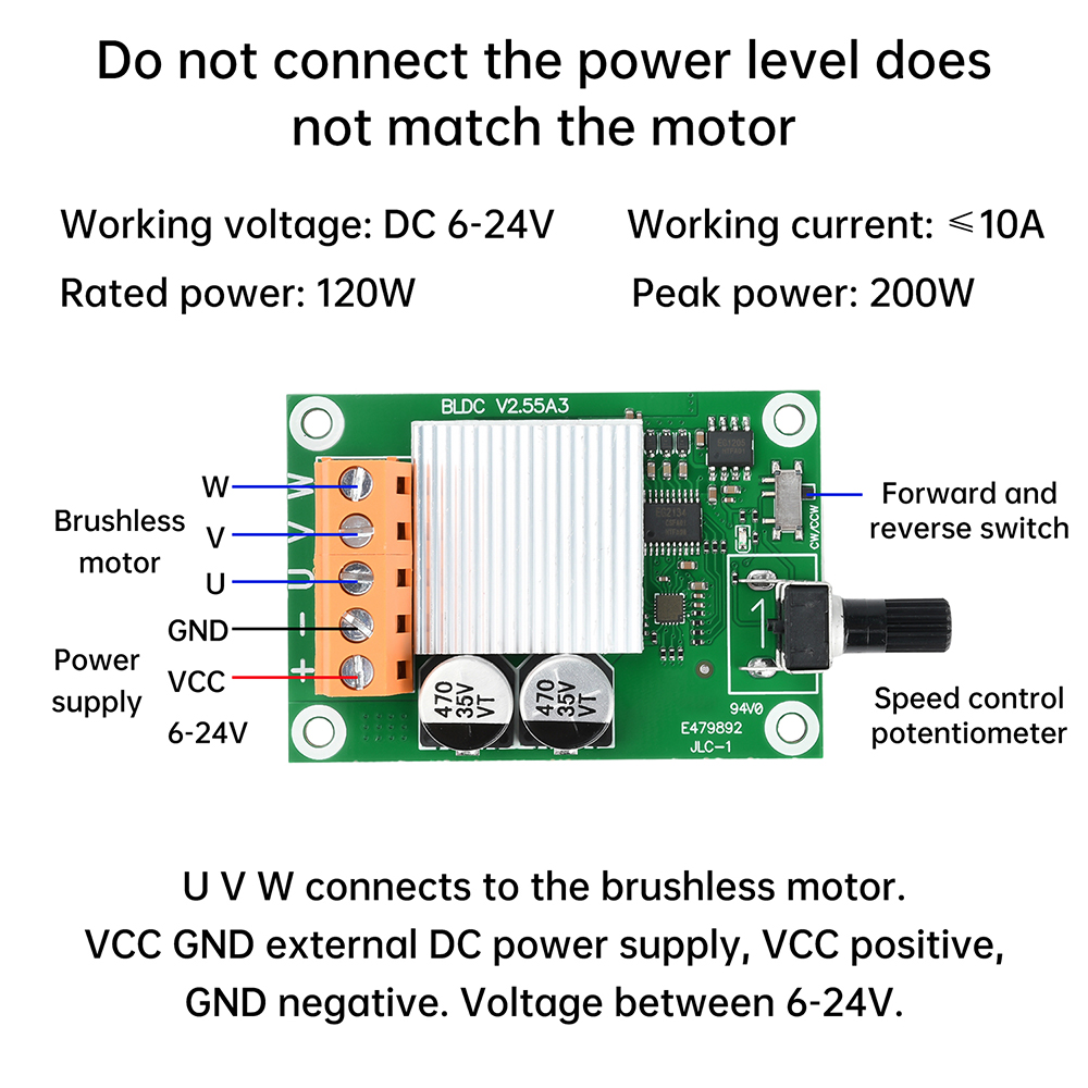 75W/200W High Quality DC Brushless Motor Control Board 6V12V24 Volt CD Drive Fan Motor Governor DIY Accessories — reference image 5