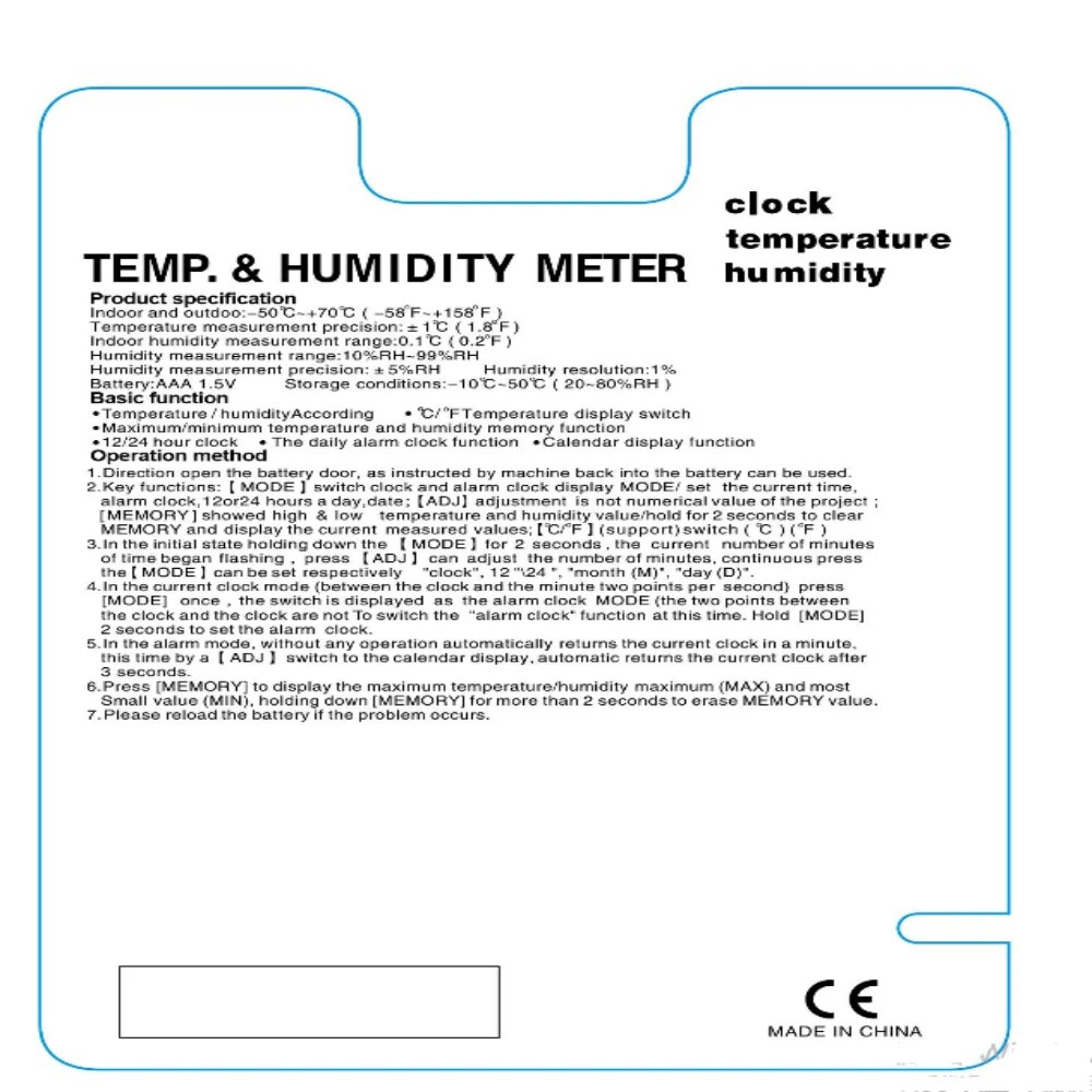 LCD Digital Temperature Humidity Meter HTC-2 Home Indoor Outdoor Hygrometer Thermometer Weather Station with Clock — reference image 1