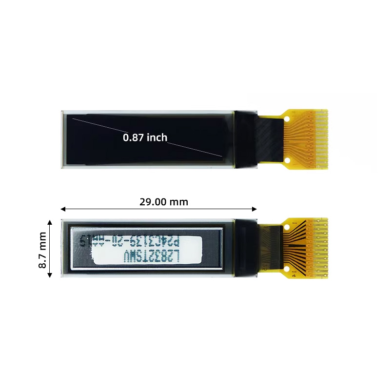 0.87 Inch OLED Display Module, 128×32 Resolution, SSD1316 Driver, I2C Interface, Monochrome, Bare Panel Small Display LCD Module — reference image 3