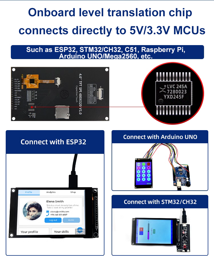 4.0 Inch 320X480 SPI TFT LCD Module ESP32 Display ST7796 TN Capacitive Touch LCD Screen for Arduino Mega2560 C51 STM32 ESP32 — reference image 4