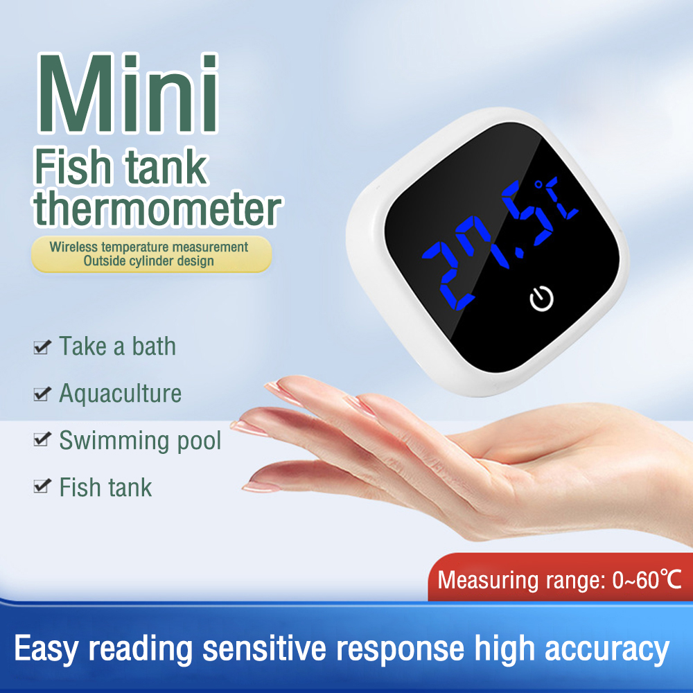 Fish Tank Thermometer High-precision Led Digital Display Electronic Aquarium Thermometer Tester Meter Gauge Dual Display White — reference image 1
