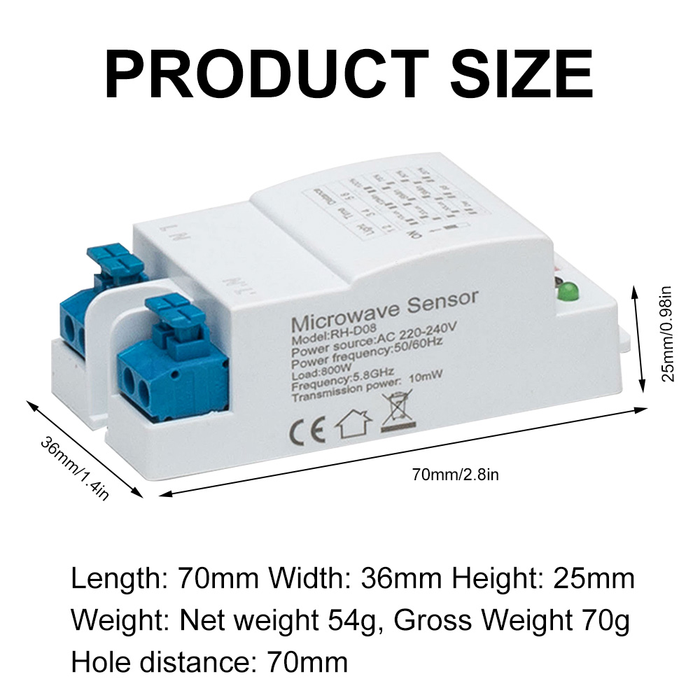 5.8G microwave radar sensor switch DIP AC220-240V DIP Radar Sensor Module Motion Detector — reference image 5
