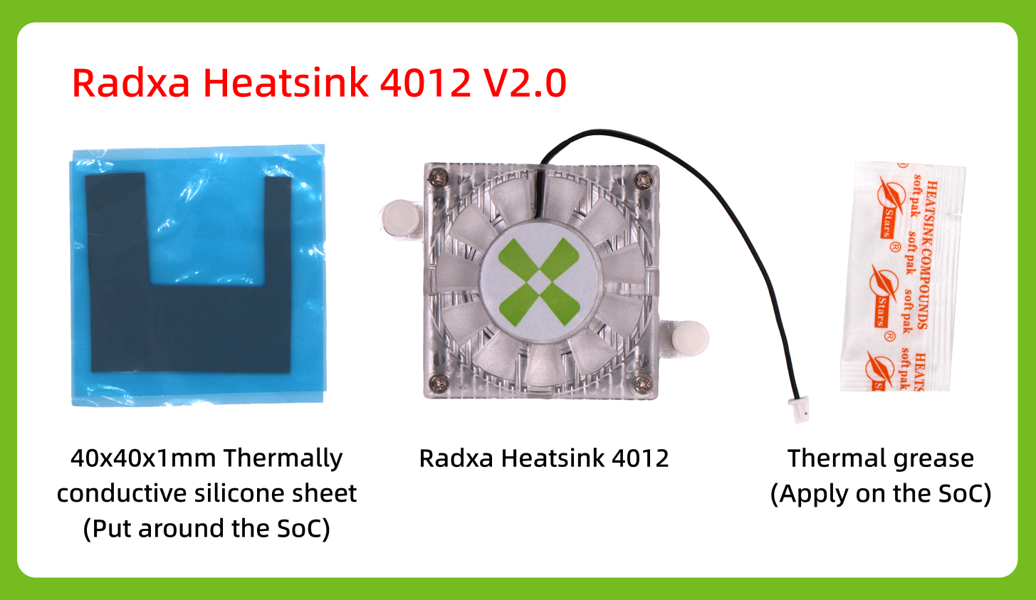 Radxa Heatsink 4012, Designed for Radxa ROCK 3B/5B/5B+ , Adjustable Fan Speed, Easy to Install and Remove. — reference image 2