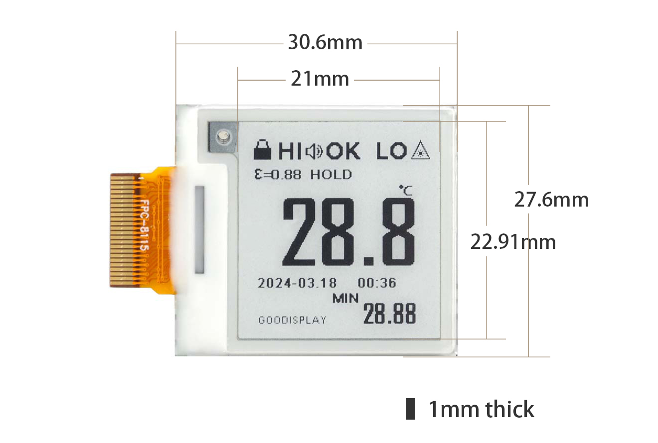 1.22 Inch E-Paper 176×192 High-Frequency E-Ink Screen with 2s Refresh Rate — reference image 1