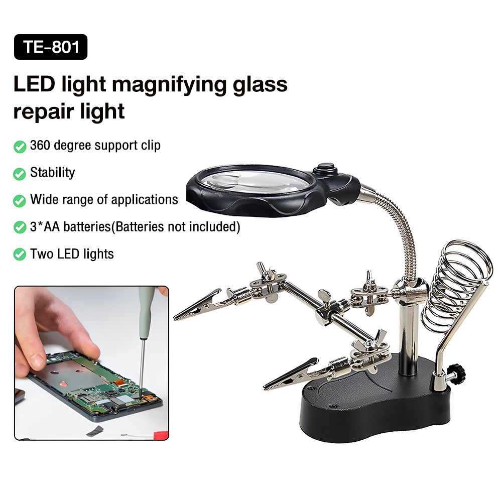 3.5X 12X Welding Auxiliary Clip Magnifier Electric Soldering Iron Circuit Board Welding Iron Magnifying Glass Bracket Tools — reference image 6